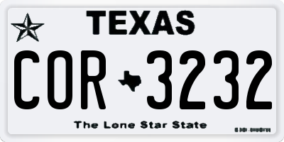 TX license plate COR3232