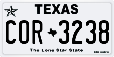 TX license plate COR3238