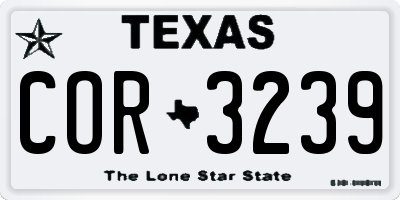 TX license plate COR3239