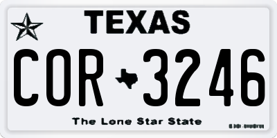 TX license plate COR3246