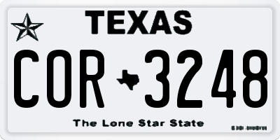 TX license plate COR3248