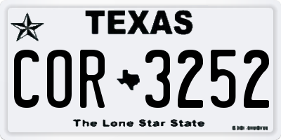 TX license plate COR3252