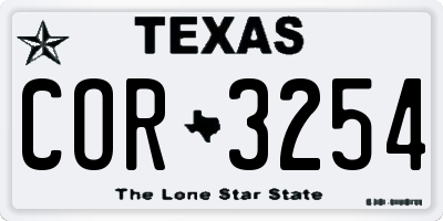TX license plate COR3254