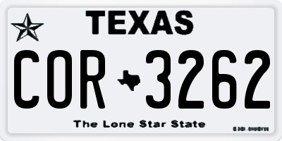 TX license plate COR3262