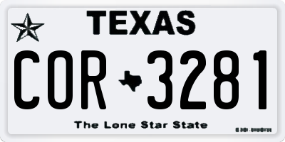 TX license plate COR3281
