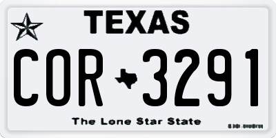 TX license plate COR3291