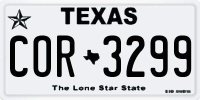 TX license plate COR3299