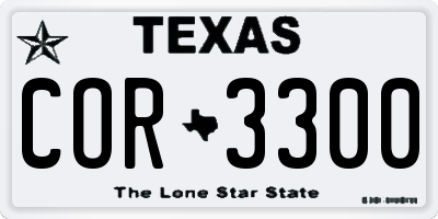 TX license plate COR3300