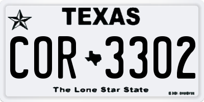 TX license plate COR3302