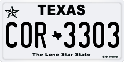 TX license plate COR3303