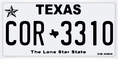 TX license plate COR3310