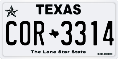 TX license plate COR3314