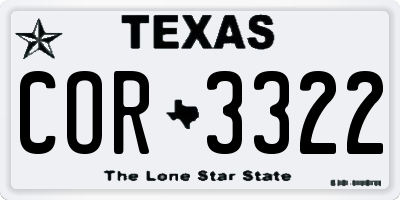 TX license plate COR3322