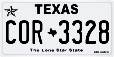 TX license plate COR3328