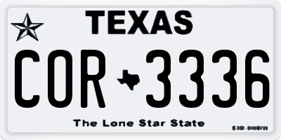 TX license plate COR3336