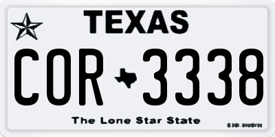TX license plate COR3338
