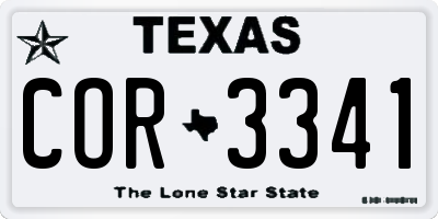 TX license plate COR3341