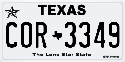 TX license plate COR3349