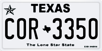 TX license plate COR3350