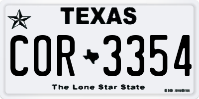 TX license plate COR3354