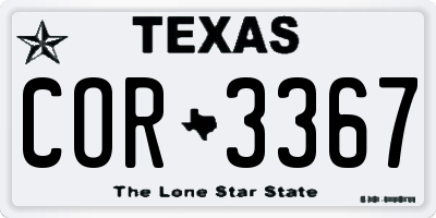TX license plate COR3367
