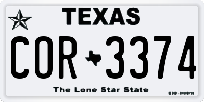 TX license plate COR3374