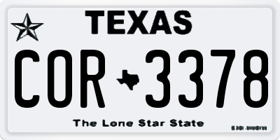 TX license plate COR3378