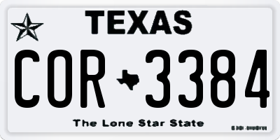 TX license plate COR3384