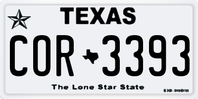 TX license plate COR3393