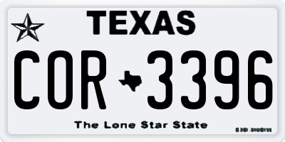 TX license plate COR3396