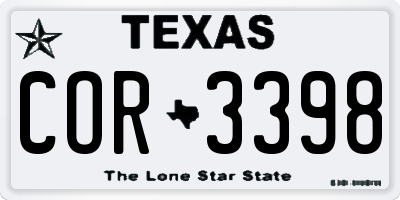 TX license plate COR3398