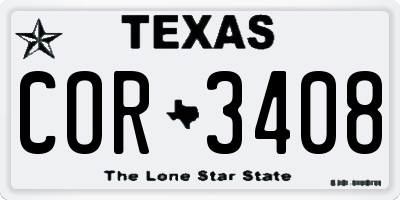 TX license plate COR3408
