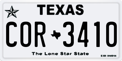 TX license plate COR3410