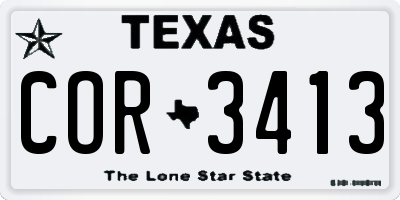 TX license plate COR3413