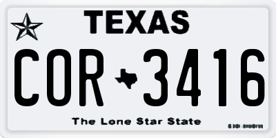 TX license plate COR3416