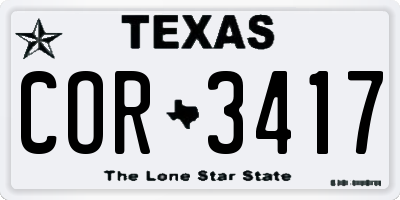 TX license plate COR3417