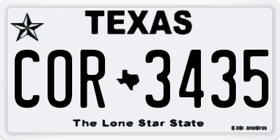TX license plate COR3435