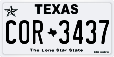 TX license plate COR3437