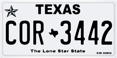 TX license plate COR3442