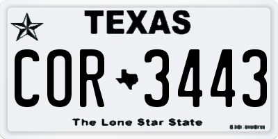 TX license plate COR3443