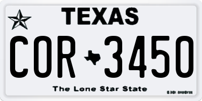 TX license plate COR3450