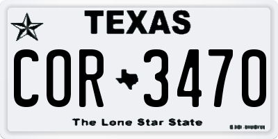 TX license plate COR3470