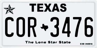 TX license plate COR3476