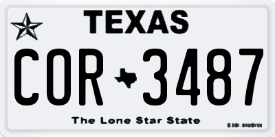 TX license plate COR3487