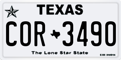 TX license plate COR3490