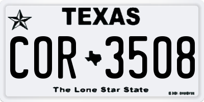 TX license plate COR3508
