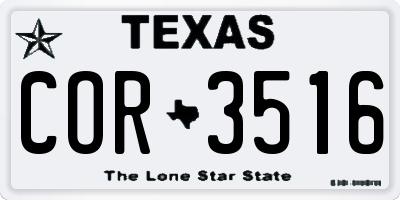 TX license plate COR3516