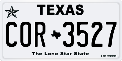 TX license plate COR3527