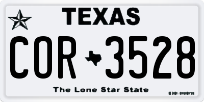 TX license plate COR3528