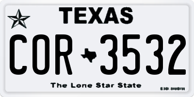 TX license plate COR3532